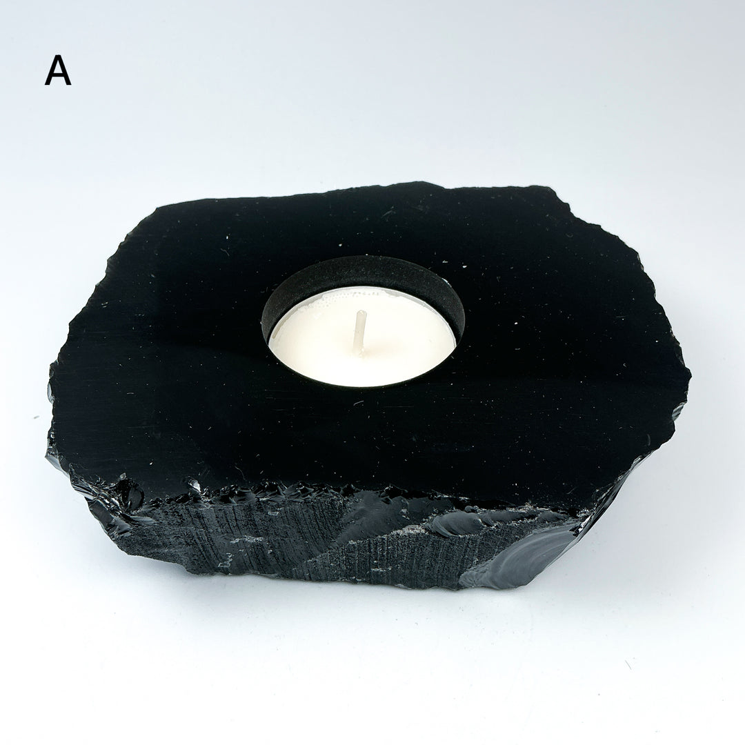Black Obsidian Candle Holder - Rocks and Gems Canada