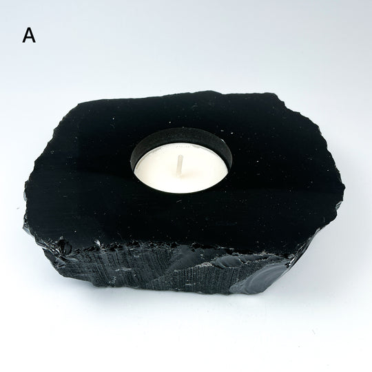 Black Obsidian Candle Holder - Rocks and Gems Canada