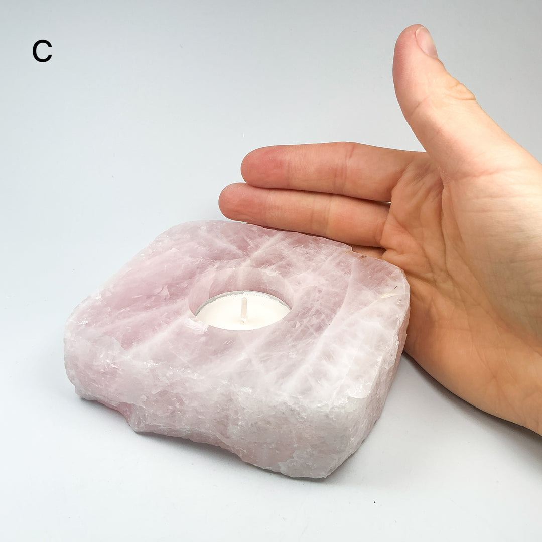 Rose Quartz Candle Holder - Rocks and Gems Canada