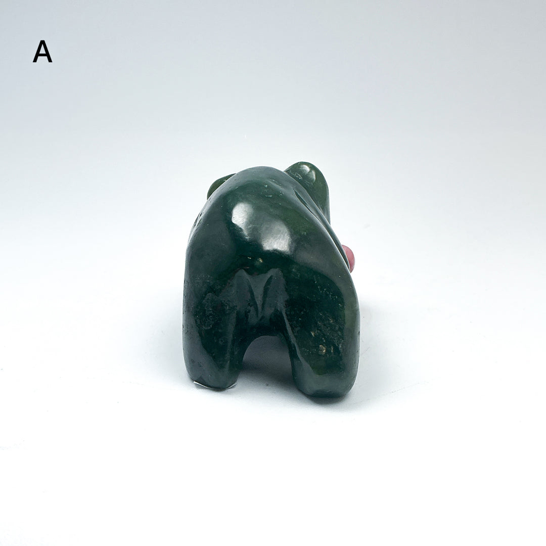 BC Jade Bear with Rhodonite Fish Carving - Rocks and Gems Canada