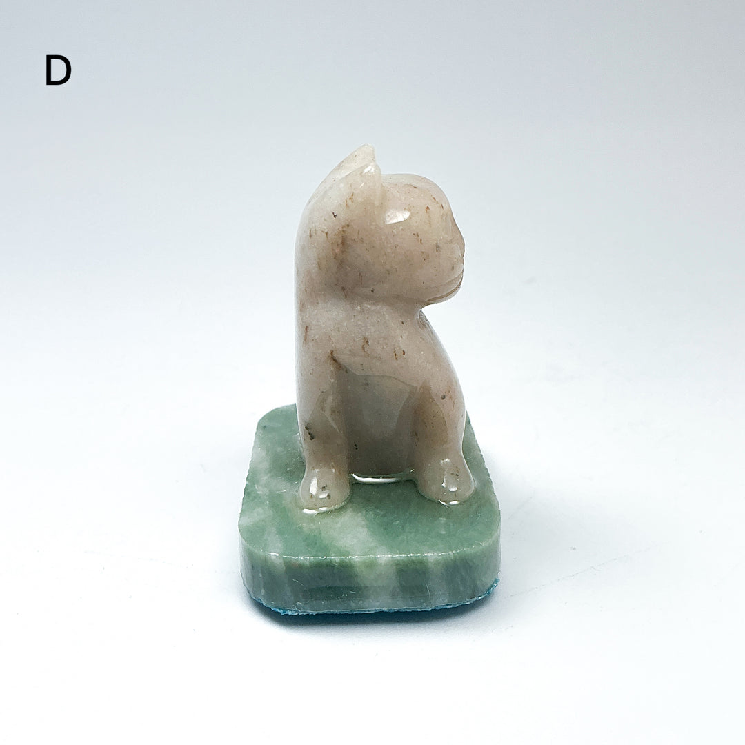 Champagne Jade Cat On Base - Rocks and Gems Canada