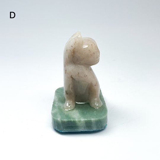 Champagne Jade Cat On Base - Rocks and Gems Canada