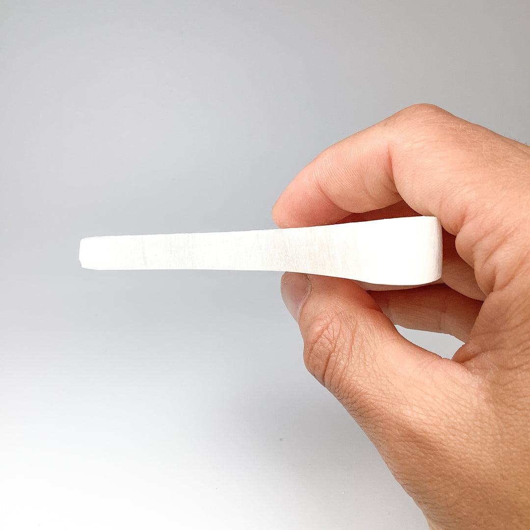 Selenite Etched Half-Moon