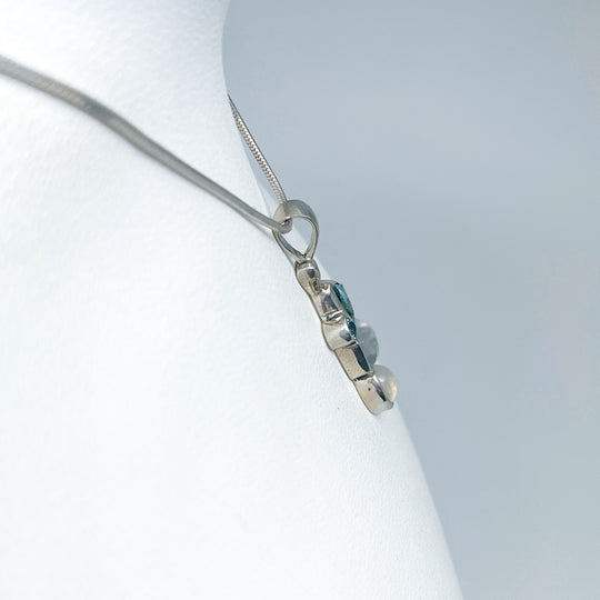 Rainbow Moonstone and Blue Topaz Pendant