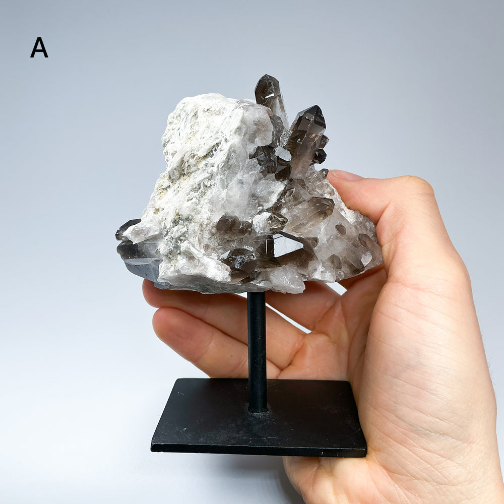 Smoky Quartz Cluster on Display Stand