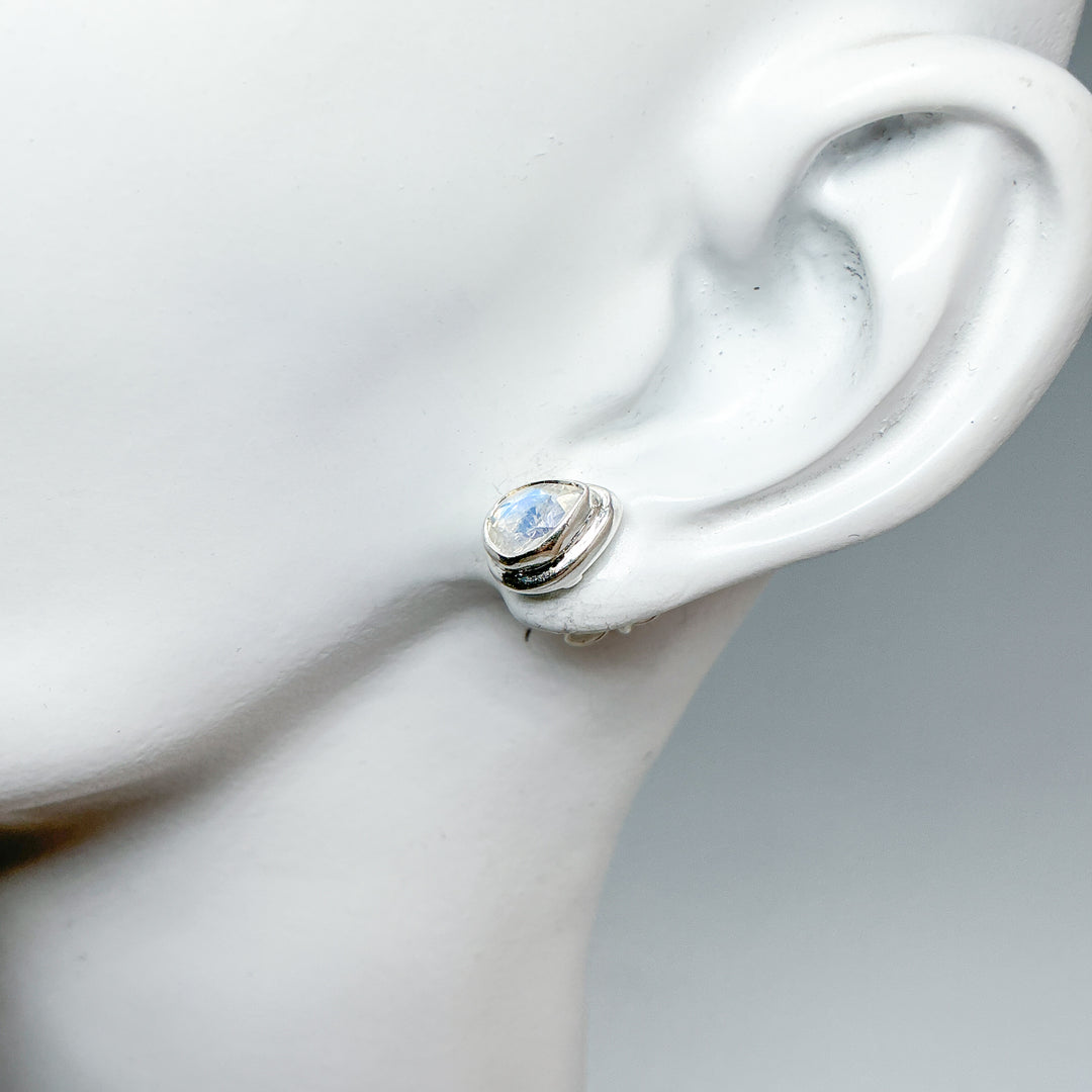 Rainbow Moonstone Stud Earrings - Rocks and Gems Canada
