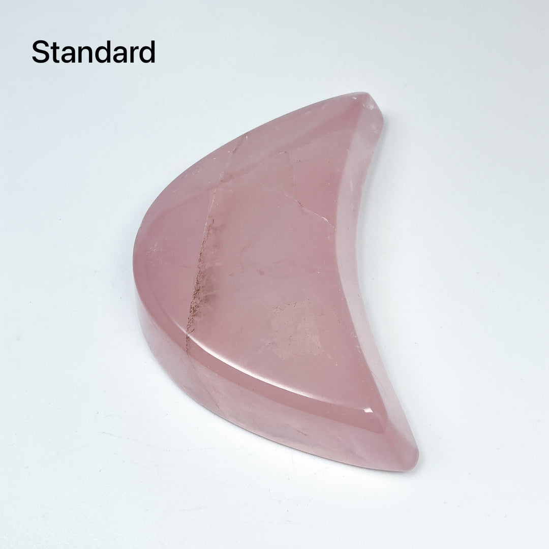 Carved Rose Quartz Half Moon Bowl - Rocks and Gems Canada