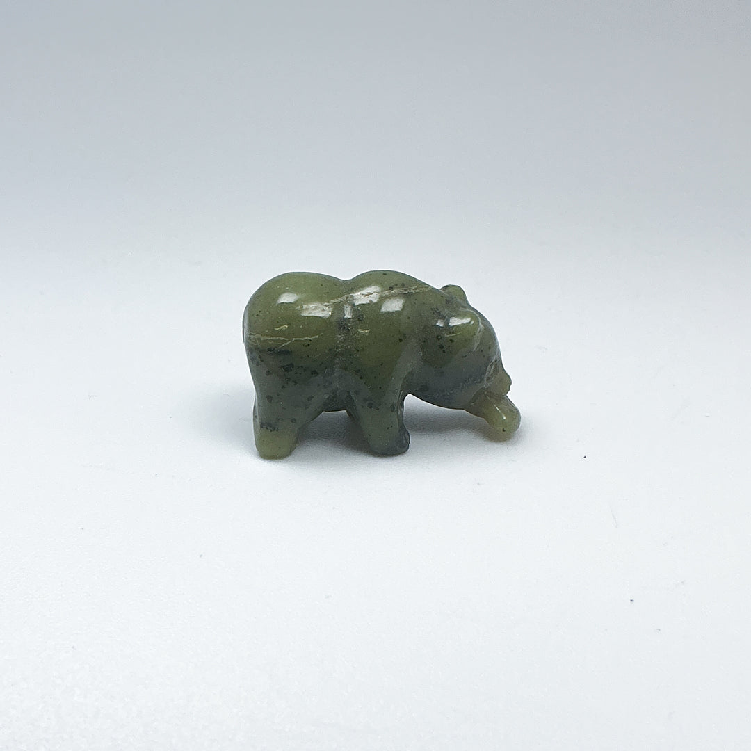 Mini Canadian Jade Bear with Fish Carving - Rocks and Gems Canada