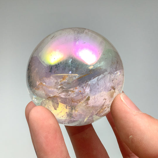 Aura Rose Quartz Sphere - Rocks and Gems Canada