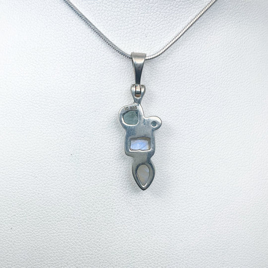 Rainbow Moonstone and Blue Topaz Pendant