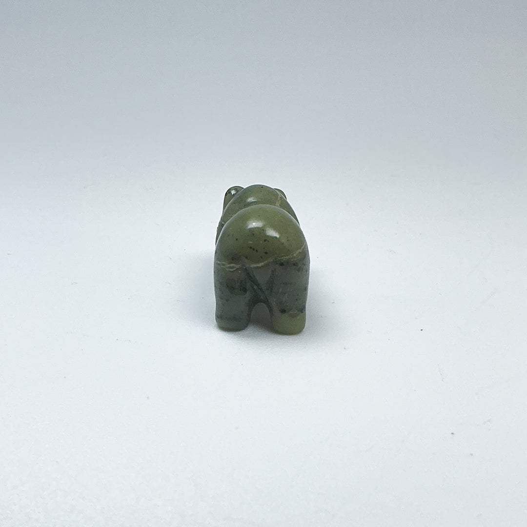 Mini Canadian Jade Bear with Fish Carving - Rocks and Gems Canada