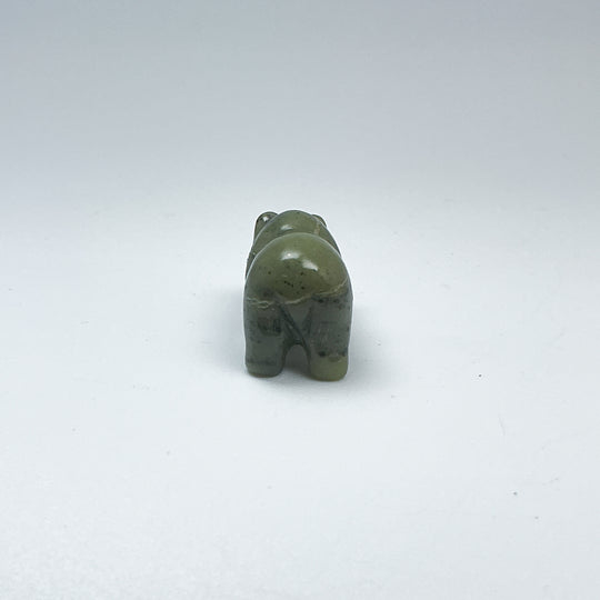 Mini Canadian Jade Bear with Fish Carving - Rocks and Gems Canada