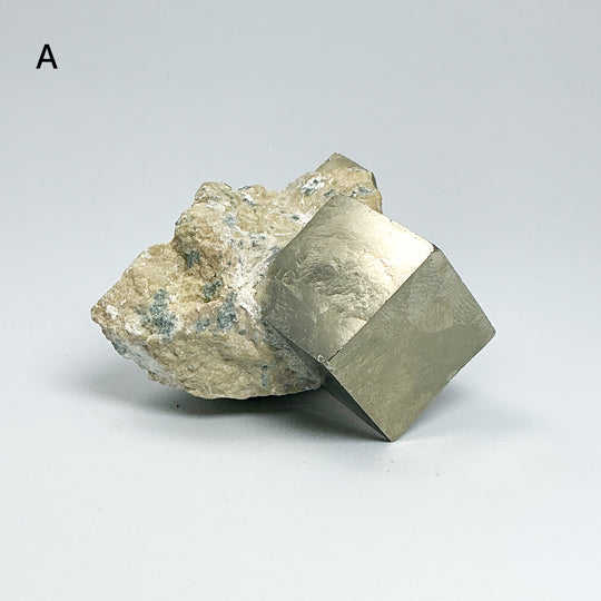 Iron Pyrite Cube in Matrix