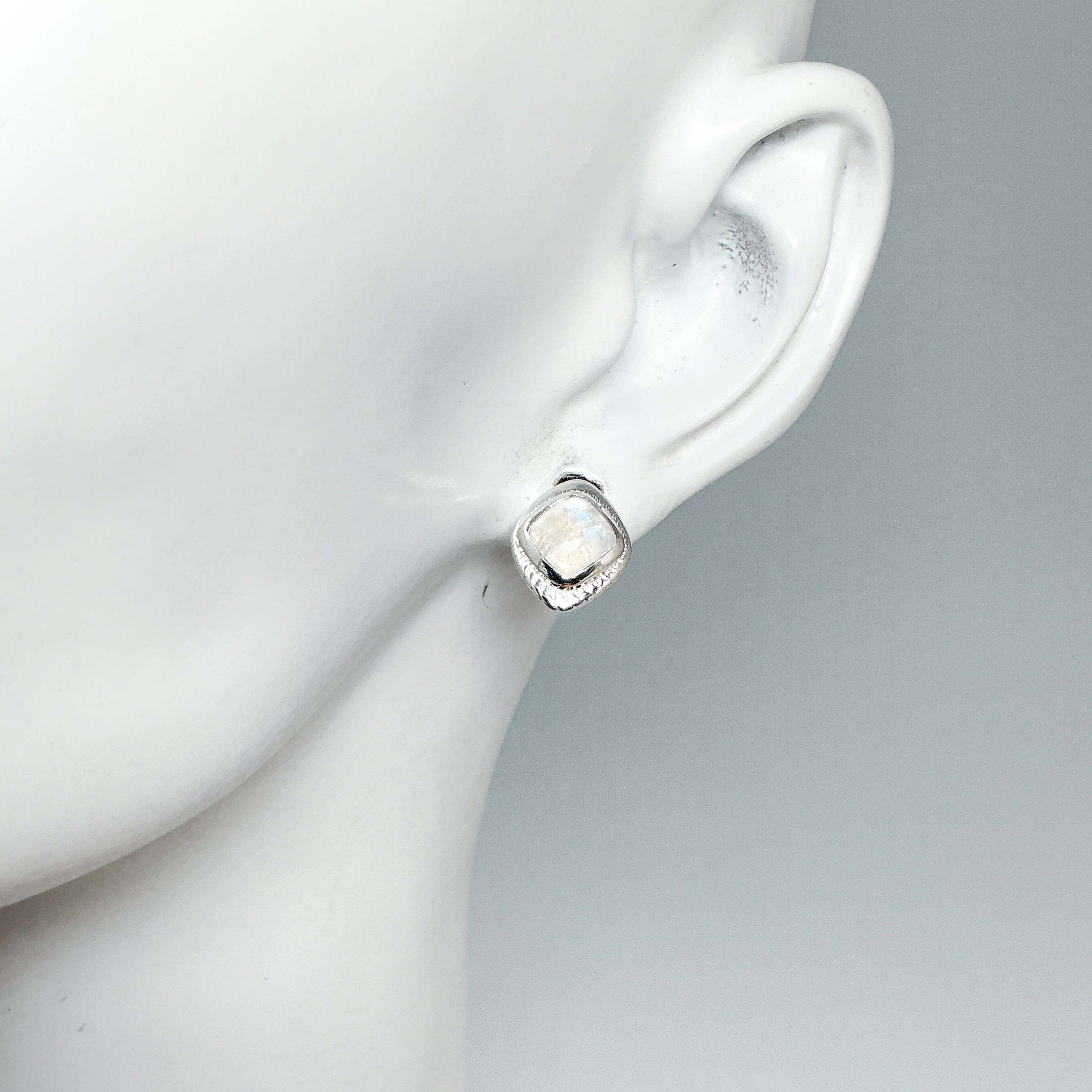 Rainbow Moonstone Stud Earrings - Rocks and Gems Canada