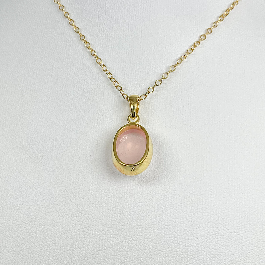 Rose Quartz Gold Finish Pendant - Rocks and Gems Canada