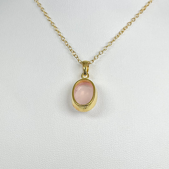 Rose Quartz Gold Finish Pendant - Rocks and Gems Canada