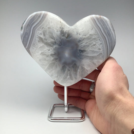 Agate Heart on Stand - Rocks and Gems Canada