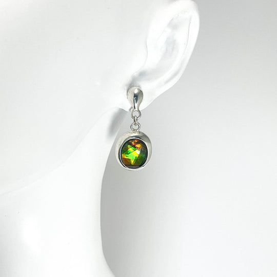 Alberta Ammolite Dangle Earrings-Rocks and Gems Canada