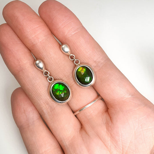 Alberta Ammolite Dangle Earrings-Rocks and Gems Canada