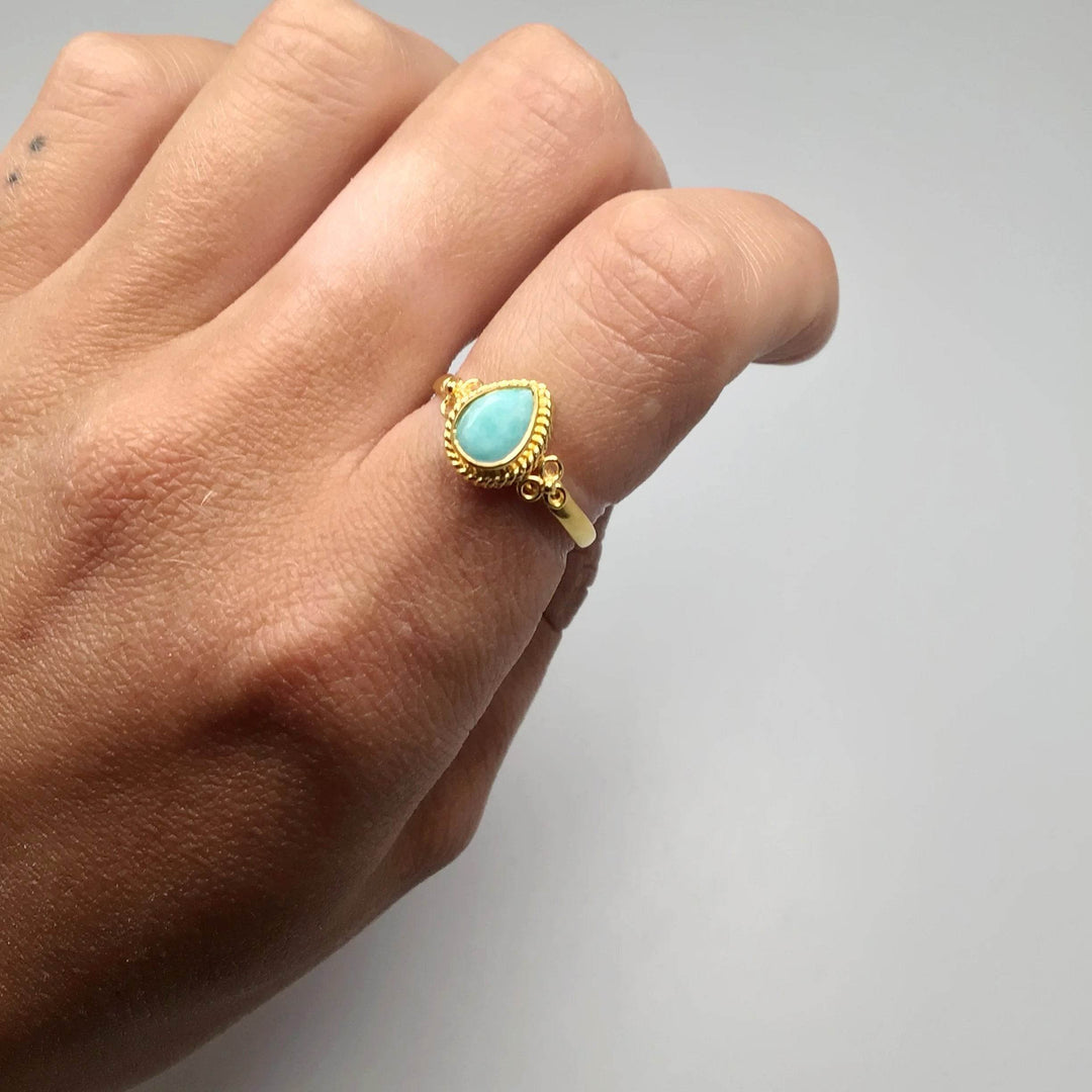 Amazonite Gold Finish Ring-Rocks and Gems Canada