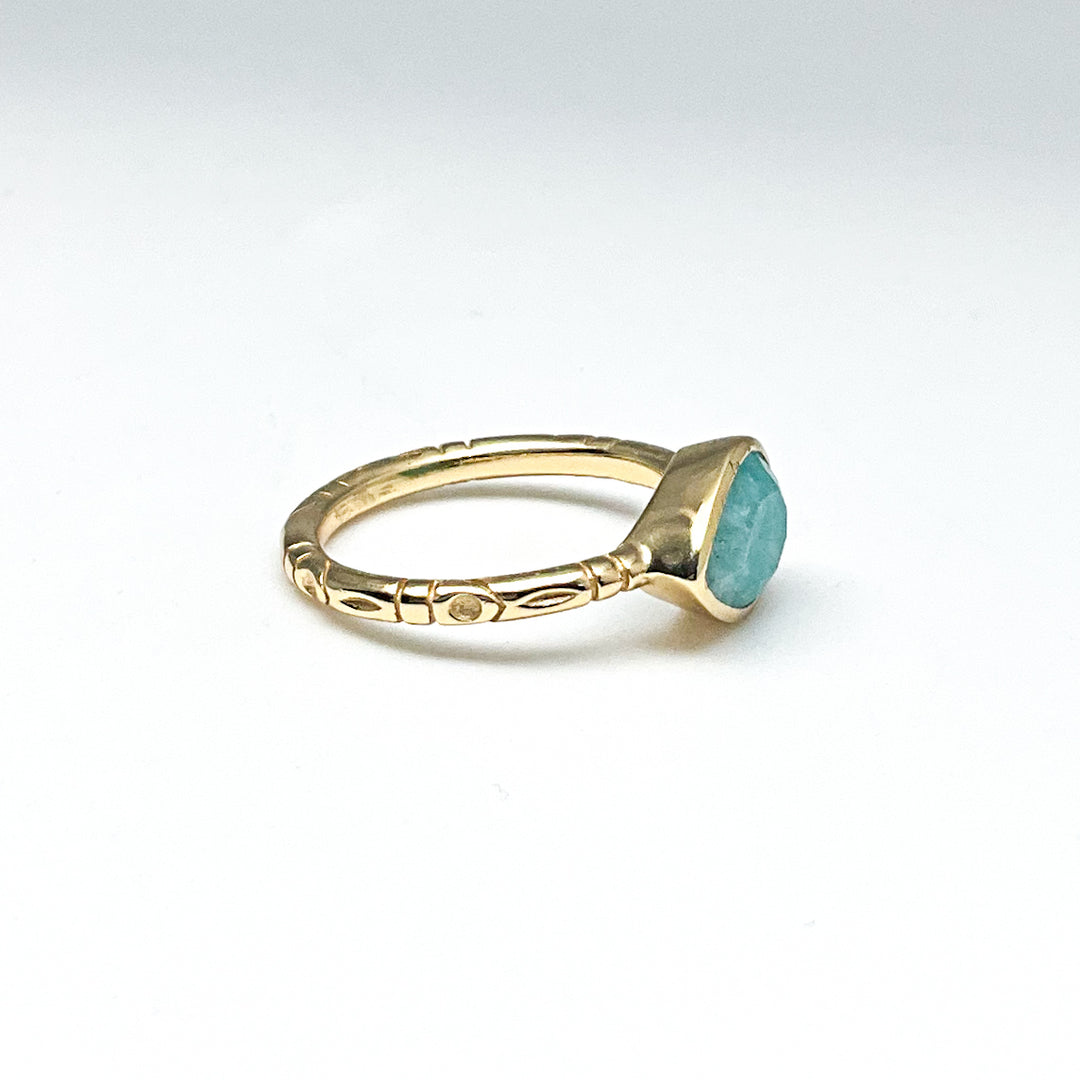 Amazonite Gold Finish Ring-Rocks and Gems Canada