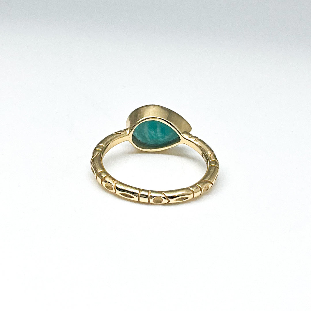 Amazonite Gold Finish Ring-Rocks and Gems Canada