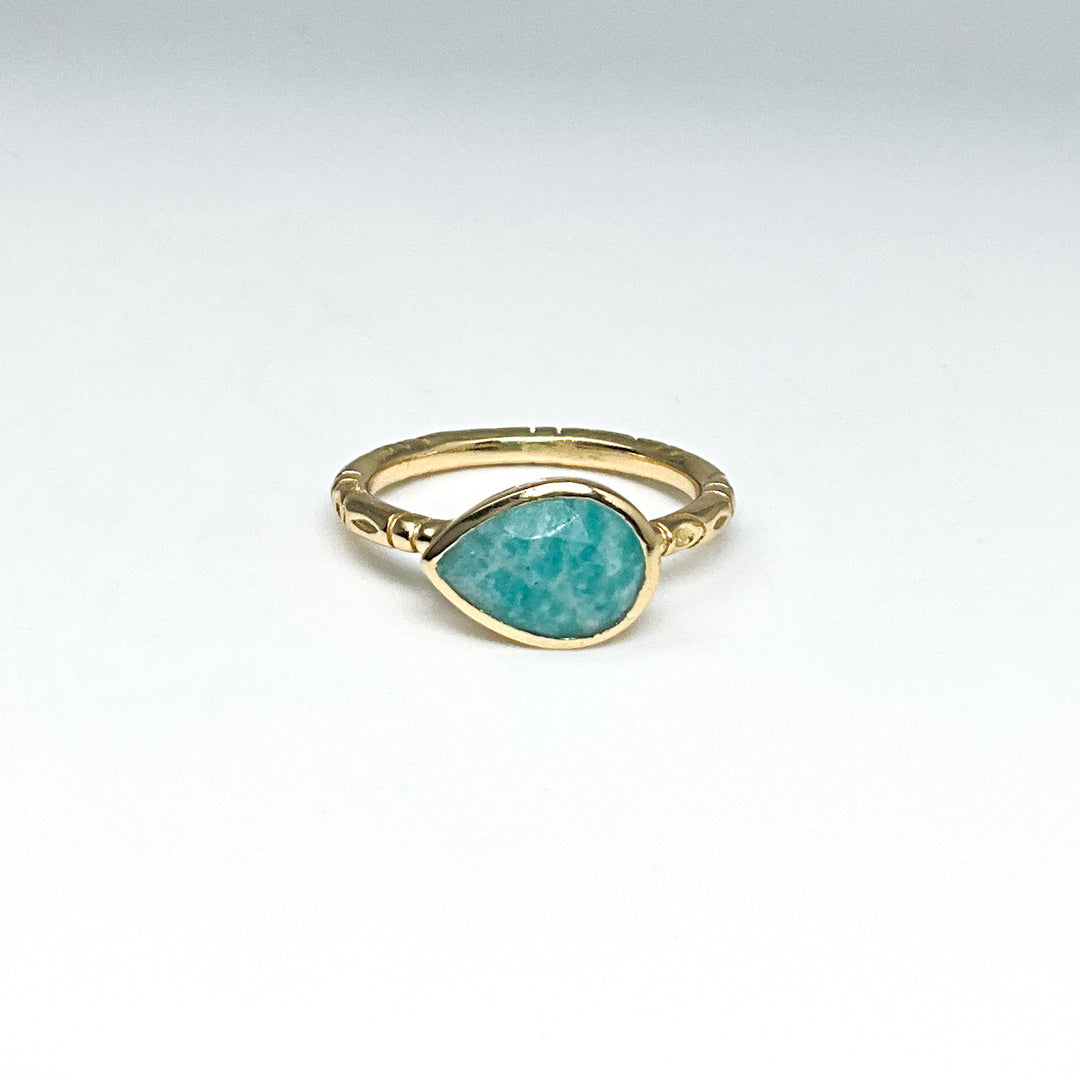 Amazonite Gold Finish Ring-Rocks and Gems Canada