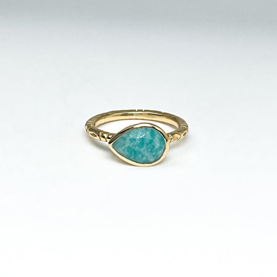Amazonite Gold Finish Ring-Rocks and Gems Canada