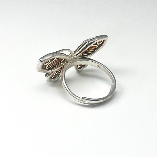 Amber Cameo Butterfly Ring-Rocks and Gems Canada