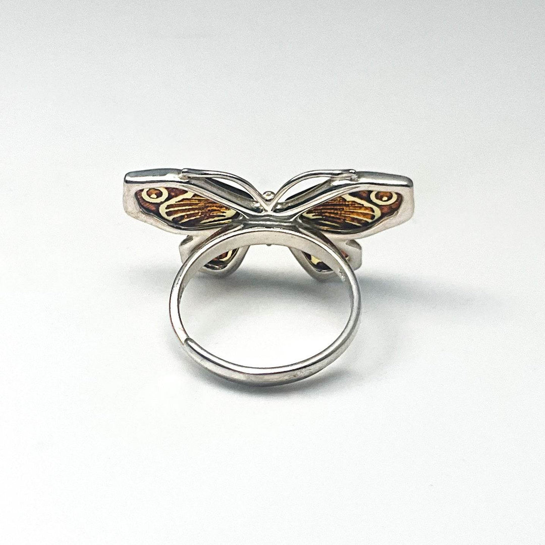 Amber Cameo Butterfly Ring-Rocks and Gems Canada