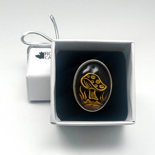 Amber Cameo Mushroom Ring-Rocks and Gems Canada
