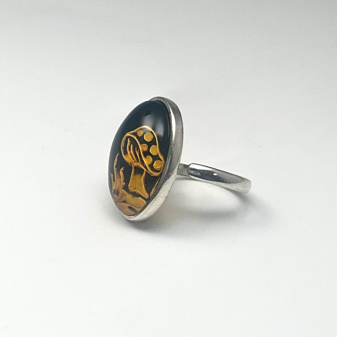 Amber Cameo Mushroom Ring-Rocks and Gems Canada