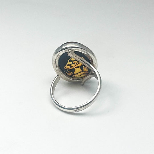 Amber Cameo Mushroom Ring-Rocks and Gems Canada