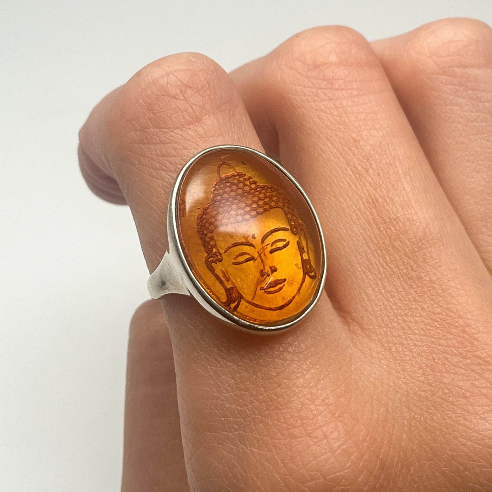 Amber Cameo Ring-Rocks and Gems Canada