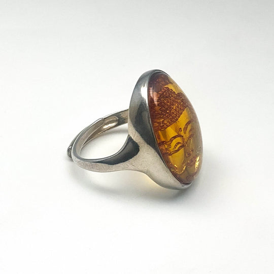 Amber Cameo Ring-Rocks and Gems Canada
