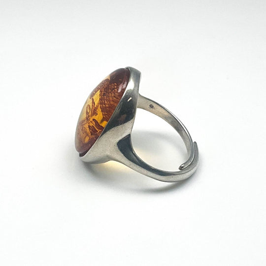 Amber Cameo Ring-Rocks and Gems Canada