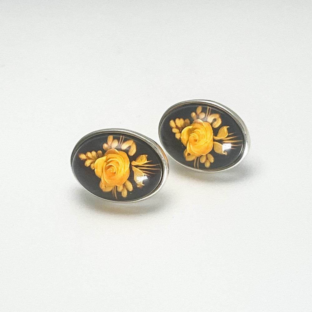 Amber Cameo Stud Earrings-Rocks and Gems Canada