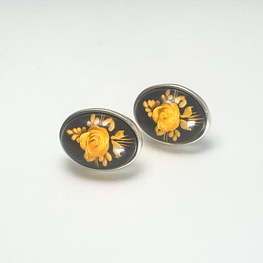 Amber Cameo Stud Earrings-Rocks and Gems Canada