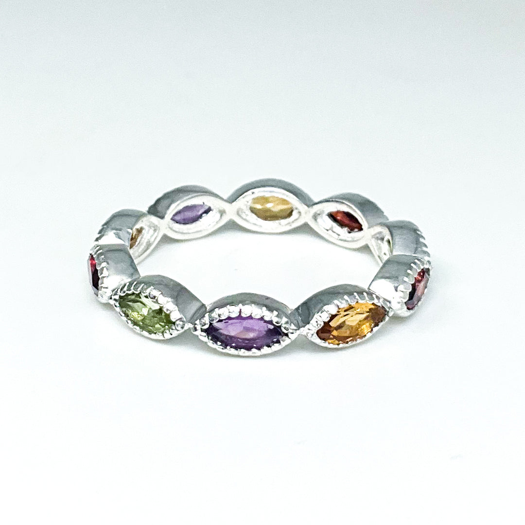 Amethyst, Peridot, Citrine, and Garnet Multistone Ring-Rocks and Gems Canada