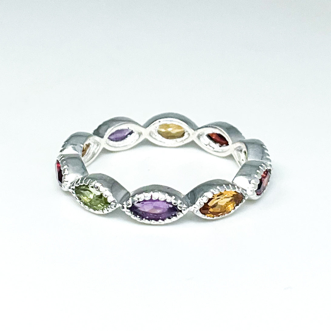 Amethyst, Peridot, Citrine, and Garnet Multistone Ring-Rocks and Gems Canada