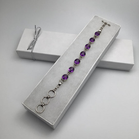Amethyst Sterling Silver Bracelet-Rocks and Gems Canada