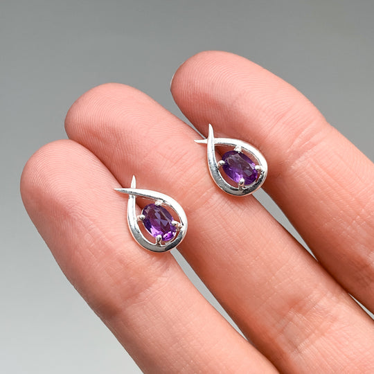 Amethyst Stud Earrings-Rocks and Gems Canada
