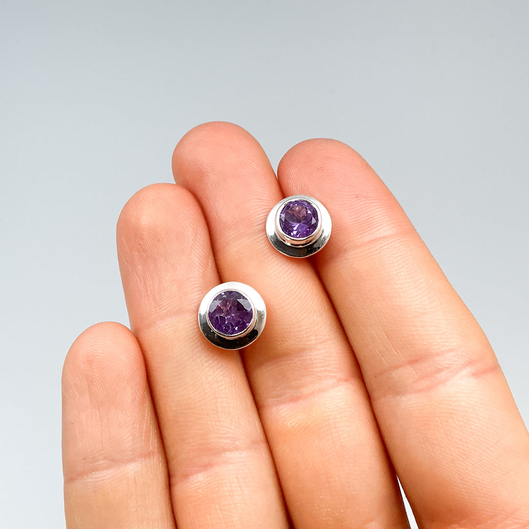 Amethyst Stud Earrings-Rocks and Gems Canada
