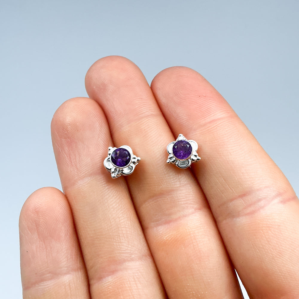 Amethyst Stud Earrings-Rocks and Gems Canada