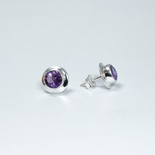 Amethyst Stud Earrings-Rocks and Gems Canada