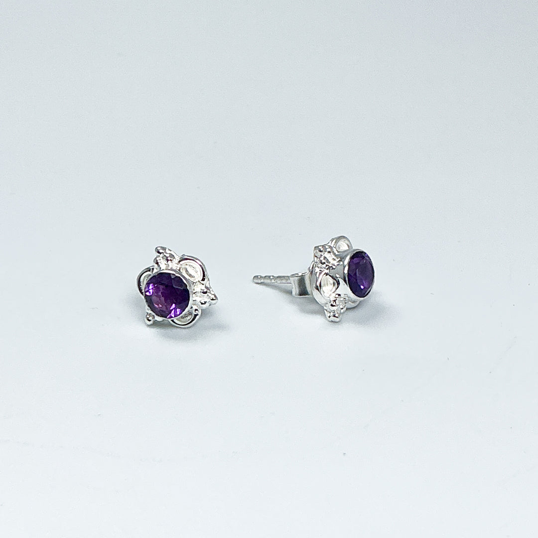Amethyst Stud Earrings-Rocks and Gems Canada