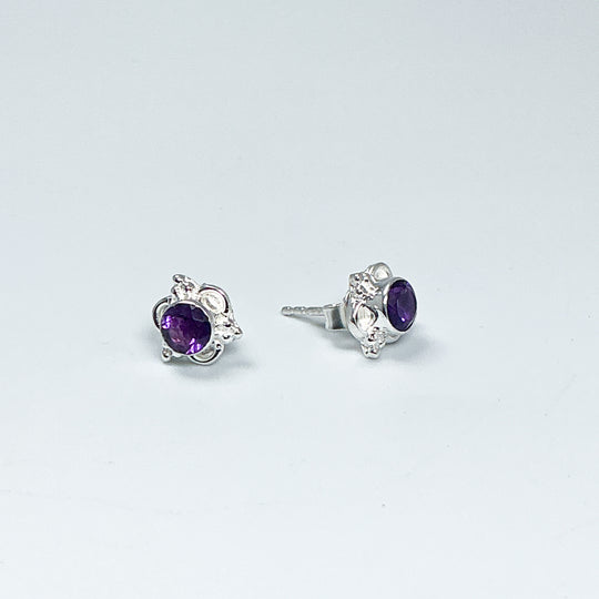 Amethyst Stud Earrings-Rocks and Gems Canada