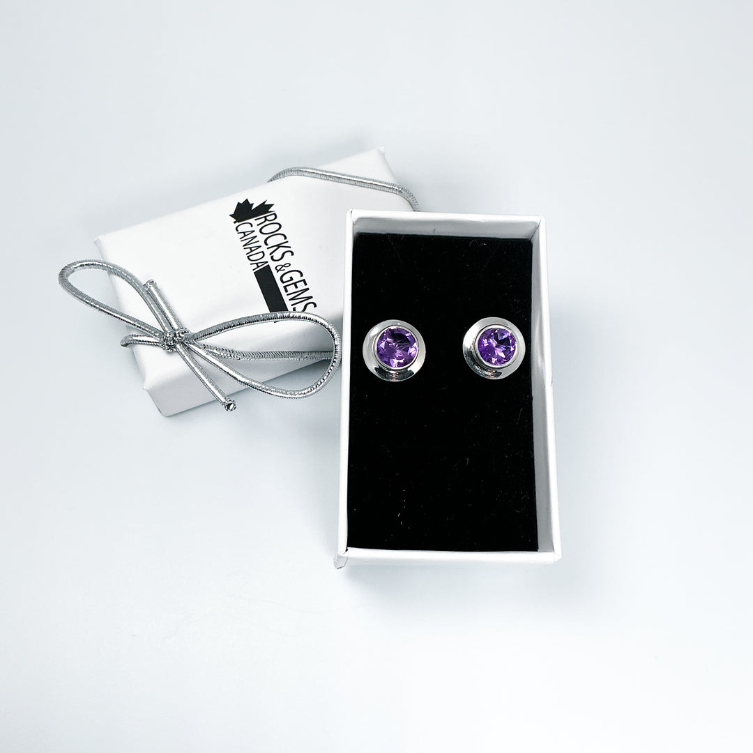 Amethyst Stud Earrings-Rocks and Gems Canada