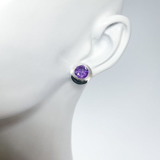 Amethyst Stud Earrings-Rocks and Gems Canada