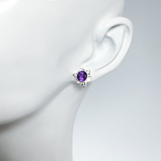Amethyst Stud Earrings-Rocks and Gems Canada